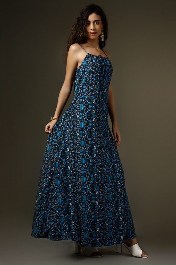 Midnight Blue Floral Maxi Dress - Image 7