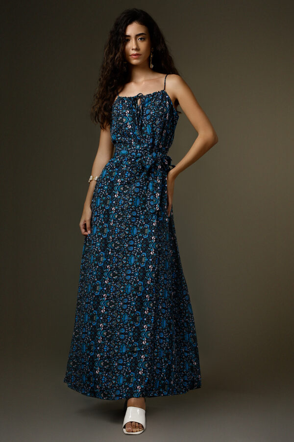 Midnight Blue Floral Maxi Dress